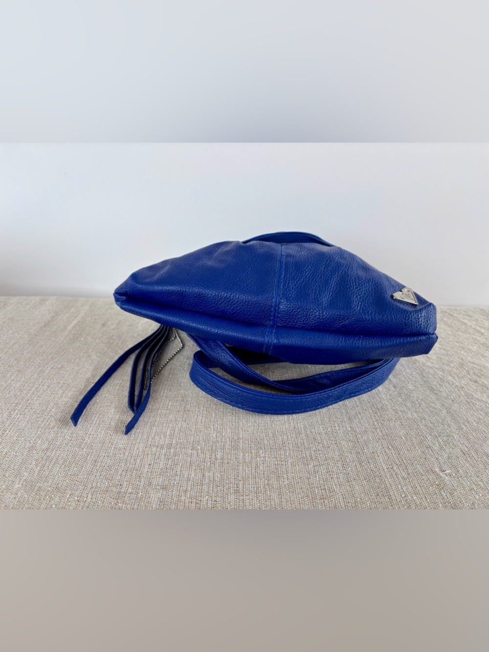 Roxy Blue Faux Leather Crossbody Bag Boho Slouchy Shoulder Purse - Picture 7 of 10